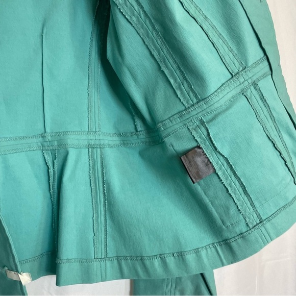 TRIBAL Women’s Teal Blue Fitted Utility Button Up Jacket Bronze Buttons Size‎ 10 - Picture 8 of 12